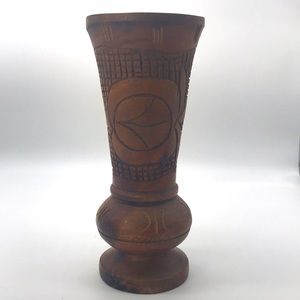 Vintage Carved Wooden Primitive Vase